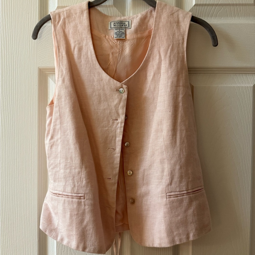 Pink linen vest